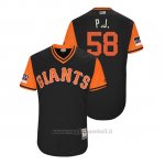 Maglia Baseball Uomo San Francisco Giants Pierce Johnson 2018 Llws Players Weekend P.j. Nero