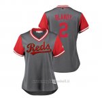 Maglia Baseball Donna Cincinnati Reds Alex Blandino 2018 Llws Players Weekend Blandy Grigio