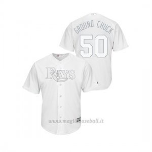 Maglia Baseball Hombre Tampa Bay Rays 50 Charlie Morton 2019 Players Weekend Replica Bianco