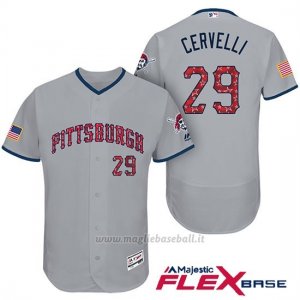Maglia Baseball Uomo Pittsburgh Pirates 2017 Estrellas y Rayas Francisco Cervelli Grigio Flex Base