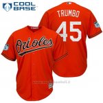 Maglia Baseball Uomo Baltimore Orioles 45 Mark Trumbo Arancione 2017 Allenamento Primaverile Cool Base Giocatore