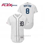 Maglia Baseball Uomo Detroit Tigers Mikie Mahtook 150th Aniversario Patch Flex Base Bianco