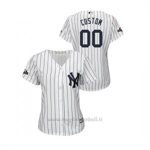 Maglia Baseball Donna New Y Ork Yankees Personalizzate 2019 Postseason Cool Base Bianco
