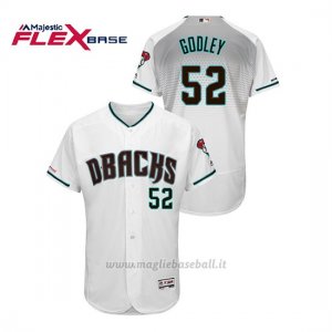Maglia Baseball Uomo Arizona Diamondbacks Zack Godley 150th Aniversario Patch Autentico Flex Base Bianco