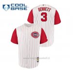 Maglia Baseball Uomo Cincinnati Reds 3 Scooter Gennett Throwback 1961 Cool Base Bianco Rosso