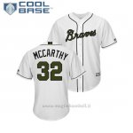 Maglia Baseball Uomo Atlanta Braves Brandon Mccarthy 2018 Dia de los Caidos Cool Base Bianco