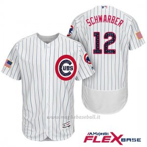 Maglia Baseball Uomo Chicago Cubs 2017 Estrellas y Rayas Cubs 12 Kyle Schwarber Bianco Flex Base