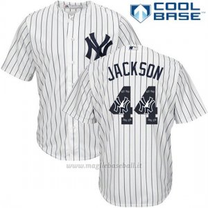 Maglia Baseball Uomo New York Yankees 44 Reggie Jackson Biancoteam Logo Fashion Cool Base