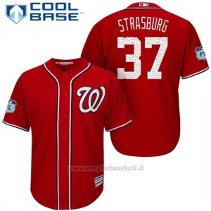 Maglia Baseball Uomo Washington Nationals Stephen Strasburg Scarlet 2017 Allenamento Primaverile Cool Base Giocatore
