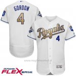Maglia Baseball Uomo Kansas City Royals Alex Gordon World Series Campione Or Program Bianco Flex Base