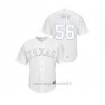 Maglia Baseball Hombre Texas Rangers 56 Jose Trevino 2019 Players Weekend Replica Bianco
