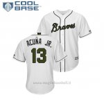 Maglia Baseball Uomo Atlanta Braves Ronald Acuna Jr. 2018 Dia de los Caidos Cool Base Bianco