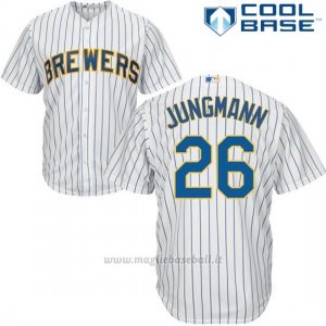 Maglia Baseball Uomo Milwaukee Brewers Taylor Jungmann Bianco Autentico Collezione Cool Base