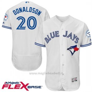 Maglia Baseball Uomo Toronto Blue Jays Josh Donaldson 20 Bianco Flex Base Autentico Collezione 40 Anniversario
