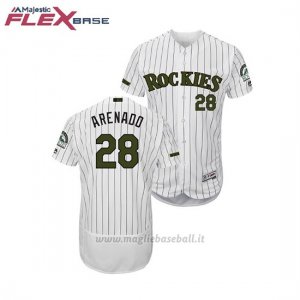 Maglia Baseball Uomo Rockies Nolan Arenado 2018 Dia de los Caidos Flex Base Bianco