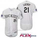 Maglia Baseball Uomo Colorado Rockies Jonathan Lucroy 21 Bianco 25th Season Flex Base