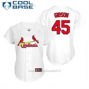 Maglia Baseball Uomo St. Louis Cardinals Bob Gibson 45 Bianco 1ªCool Base