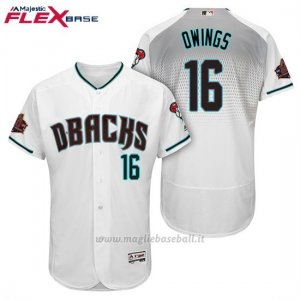 Maglia Baseball Uomo Arizona Diamondbacks 16 Chris Owings Bianco Aqua 1ª20 Anniversario Flex Base