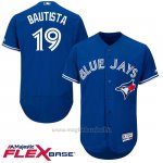 Maglia Baseball Uomo Toronto Blue Jays Jose Bautista 19 Blu Flex Base Autentico Collezione Giocatore