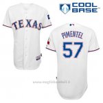 Maglia Baseball Uomo Texas Rangers Stolmy Pimentel 57 Bianco 1ªCool Base