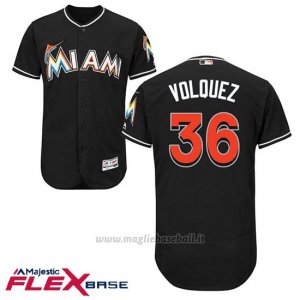 Maglia Baseball Uomo Miami Marlins Edinson Volquez Nero Alterner Flex Base