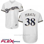 Maglia Baseball Uomo Milwaukee Brewers Wily Peralta Bianco Autentico Collezione Flex Base Custom