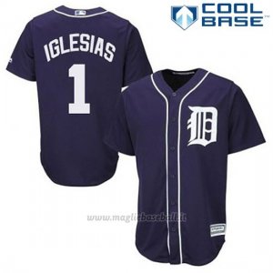 Maglia Baseball Uomo Detroit Tigers Jose Iglesias 1 Blu Blu Cool Base