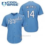 Maglia Baseball Uomo Kansas City Royals Omar Infante 14 Powder Blu Alterner Cool Base