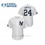 Maglia Baseball Hombre New York Yankees 24 Gary Sanchez Cool Base 2019 London Series Bianco