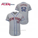 Maglia Baseball Uomo New York Mets Yoenis Cespedes 150th Aniversario Patch Autentico Flex Base Grigio