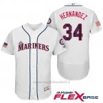 Maglia Baseball Uomo Seattle Mariners 2017 Estrellas y Rayas Felix Hernandez Bianco Flex Base