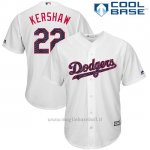 Maglia Baseball Uomo Los Angeles Dodgers 2017 Estrellas y Rayas Clayton Kershaw Bianco Cool Base