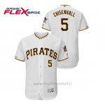 Maglia Baseball Uomo Pittsburgh Pirates Lonnie Chisenhall 150th Aniversario Patch Flex Base Bianco