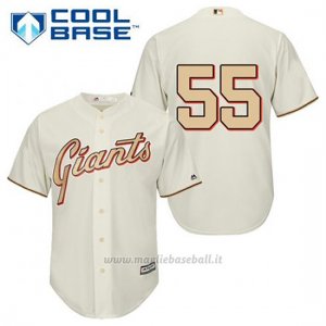 Maglia Baseball Uomo San Francisco Giants Tim Lincecum 55 Crema Commemoratif Cool Base