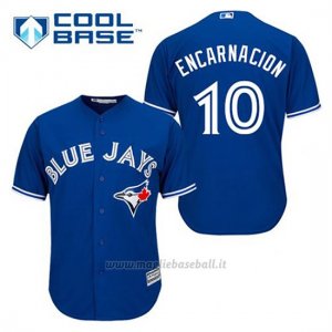 Maglia Baseball Uomo Toronto Blue Jays Edwin Encarnacion 10 Blu Alterner Cool Base