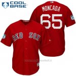 Maglia Baseball Uomo Boston Red Sox 65 Yoan Moncada Rosso 2017 Allenamento Primaverile Cool Base Giocatore