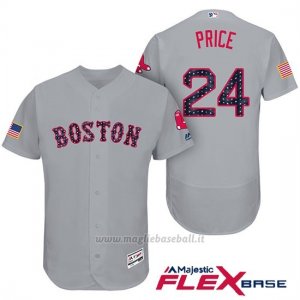 Maglia Baseball Uomo Boston Red Sox 2017 Estrellas y Rayas 24 David Price Grigio Flex Base