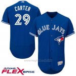 Maglia Baseball Uomo Toronto Blue Jays Joe Carter Majestic Autentico Collezione Flex Base Royal