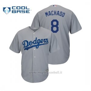 Maglia Baseball Uomo Los Angeles Dodgers Manny Machado Cool Base Official Majestic Road Grigio
