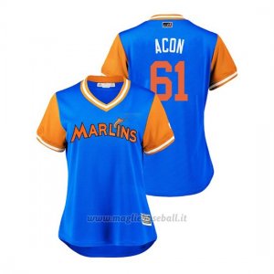 Maglia Baseball Donna Miami Marlins Adam Conley 2018 Llws Players Weekend Acon Light TOrnto Blue Jays