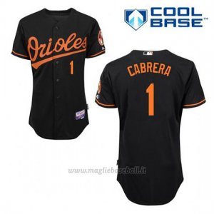 Maglia Baseball Uomo Baltimore Orioles 1 Everth Cabrera Nero Alterner Cool Base