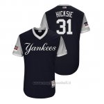 Maglia Baseball Uomo New York Yankees Aaron Hicks 2018 Llws Players Weekend Hicksie Blu