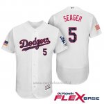Maglia Baseball Uomo Los Angeles Dodgers 2017 Estrellas y Rayas Corey Seager Bianco Flex Base