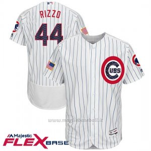 Maglia Baseball Uomo Chicago Cubs 2017 Estrellas y Rayas Cubs 44 Anthony Rizzo Bianco Flex Base