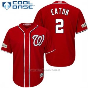Maglia Baseball Uomo Washington Nationals 2017 Postseason Adam Eaton Scarlet Cool Base