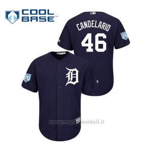 Maglia Baseball Uomo Detroit Tigers Jeimer Candelario 2019 Entrenamiento De Primavera Cool Base Blu
