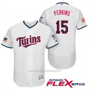 Maglia Baseball Uomo Minnesota Twins 2017 Estrellas y Rayas Glen Perkins Bianco Flex Base