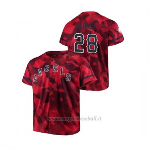 Maglia Baseball Hombre Los Angeles Angels Andrew Heaney Camuffamento Autentico Collezione Rosso