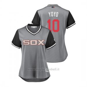 Maglia Baseball Donna Chicago White Sox Yoan Moncada 2018 Llws Players Weekend Yoyo Grigio
