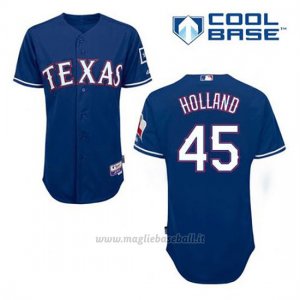 Maglia Baseball Uomo Texas Rangers Derek Holland 45 Blu Alterner Cool Base